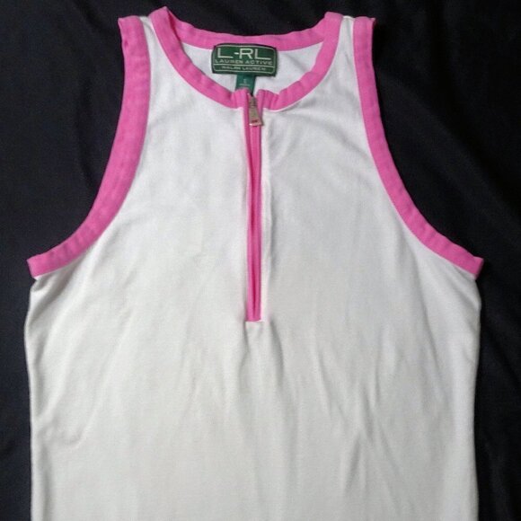LRL Lauren Active Qtr Zip White Tank Top Small - Picture 1 of 3
